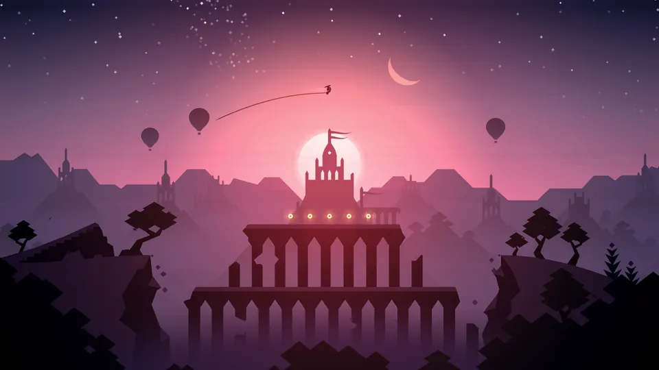 Captura de ecrã da travessia pelo deserto em Alto's Odyssey