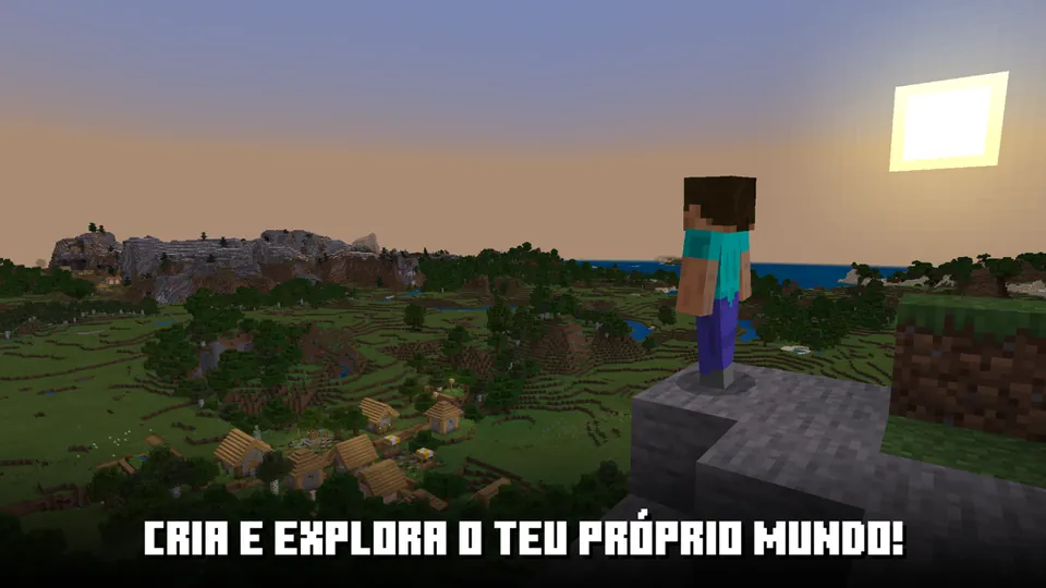 Captura de ecrã do mundo em blocos de Minecraft